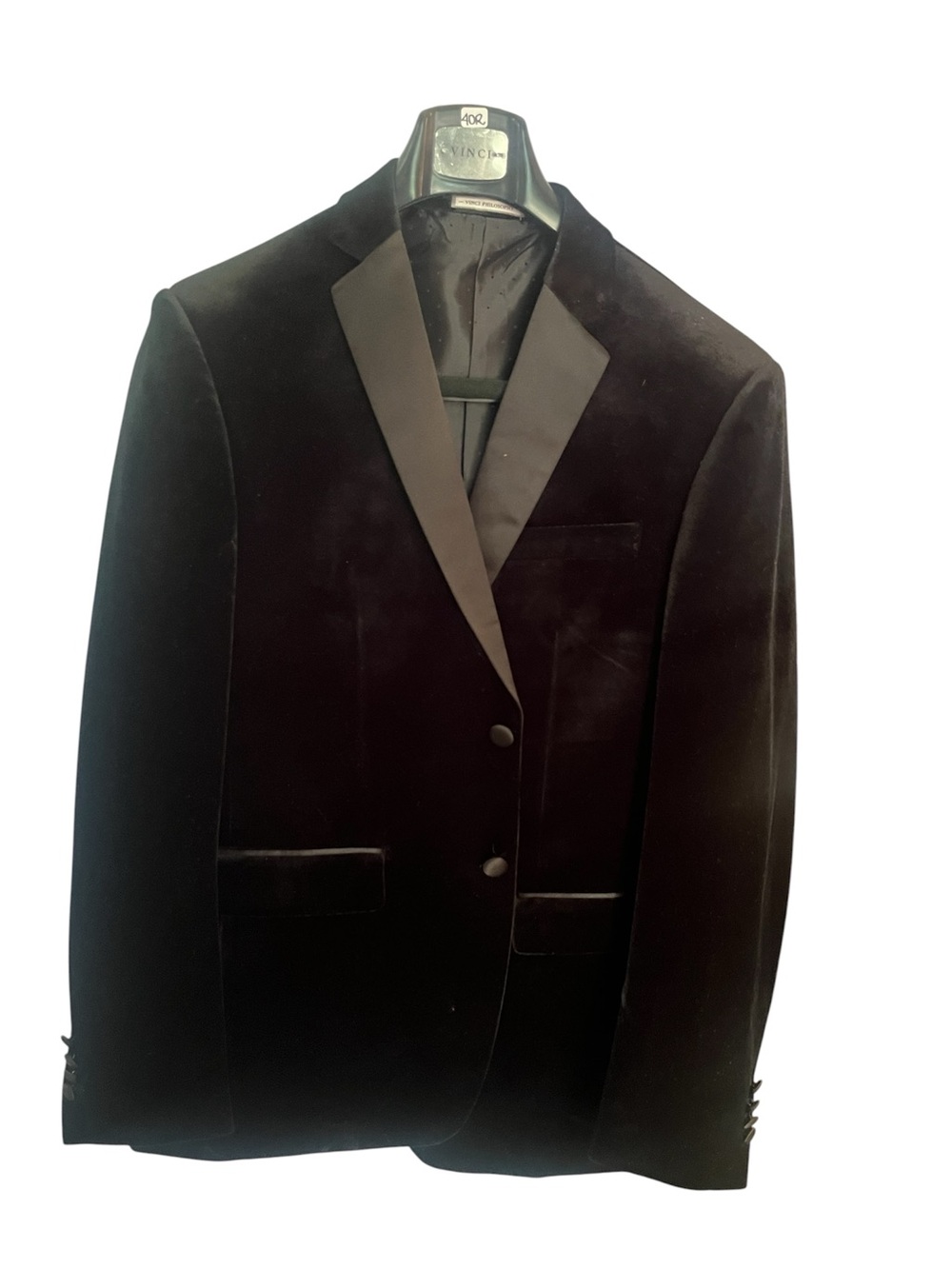 Vinci Philosophy Black Velvet Suit Jacket Size 40R